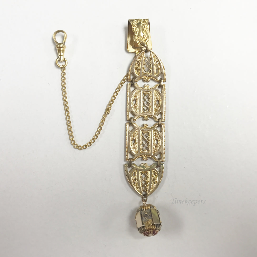 e715 Antique Gold Filled Filigree Links Fob Vest Pocket Watch Chain