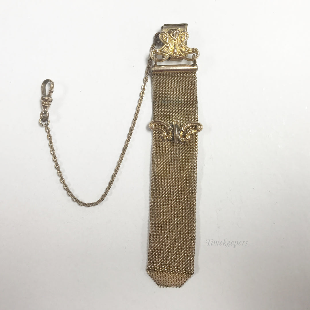 e718 Antique Gold Filled Mesh Fob Vest Pocket Watch Chain with Slide