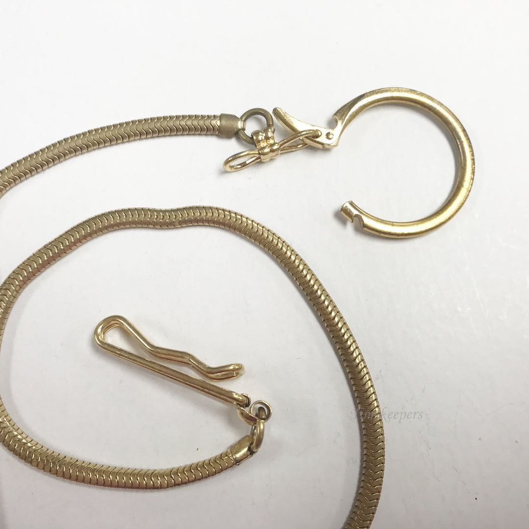 e725 Vintage Gold Filled Belt Clip Pocket Watch Chain with Pendant