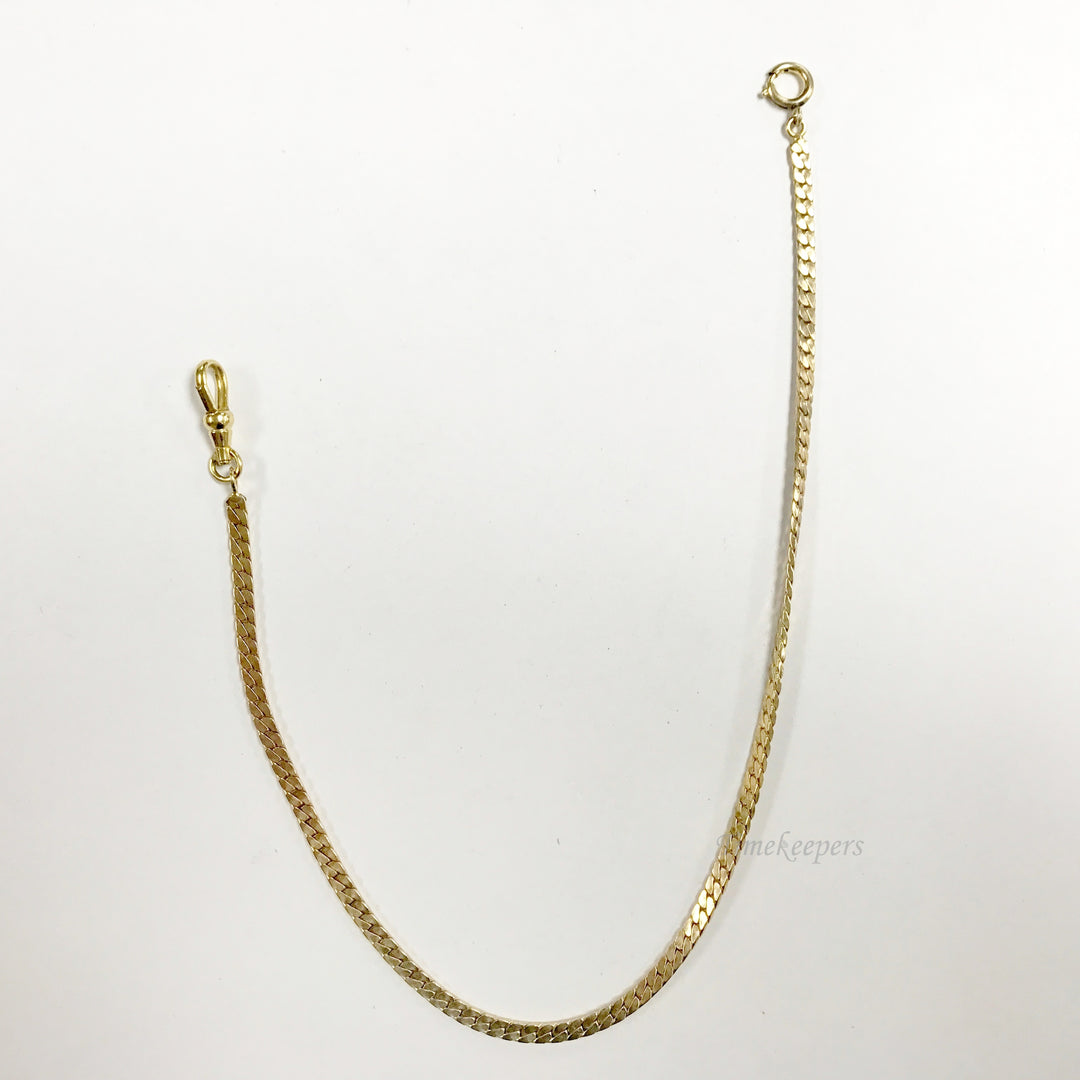 e744 Antique Gold Filled Vest Pocket Watch Chain Spring Clasp Gold Tone 13"