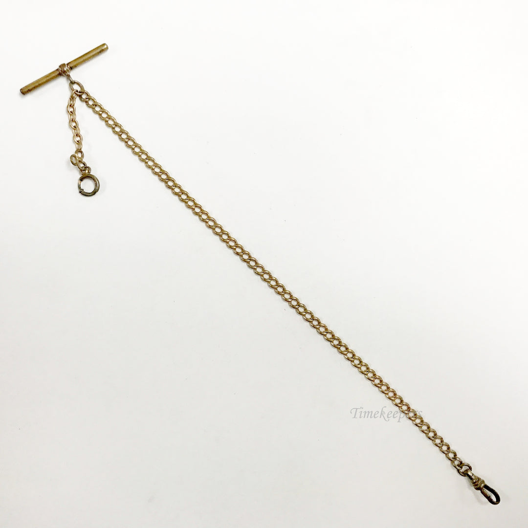 e760 Antique Gold Filled Vest Pocket Watch Chain Gold Tone Spring Clasp 10.5"