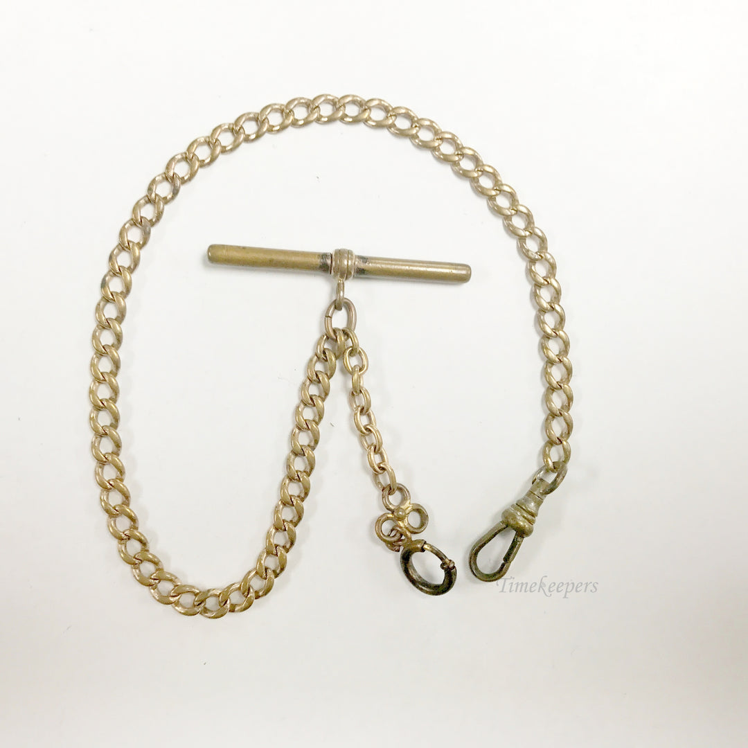 e760 Antique Gold Filled Vest Pocket Watch Chain Gold Tone Spring Clasp 10.5"