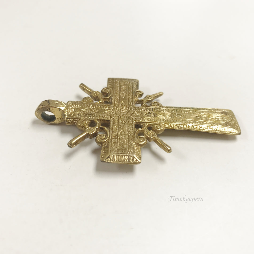 e791 Vintage Unique Gold Filled Orthodox Cross Pendant