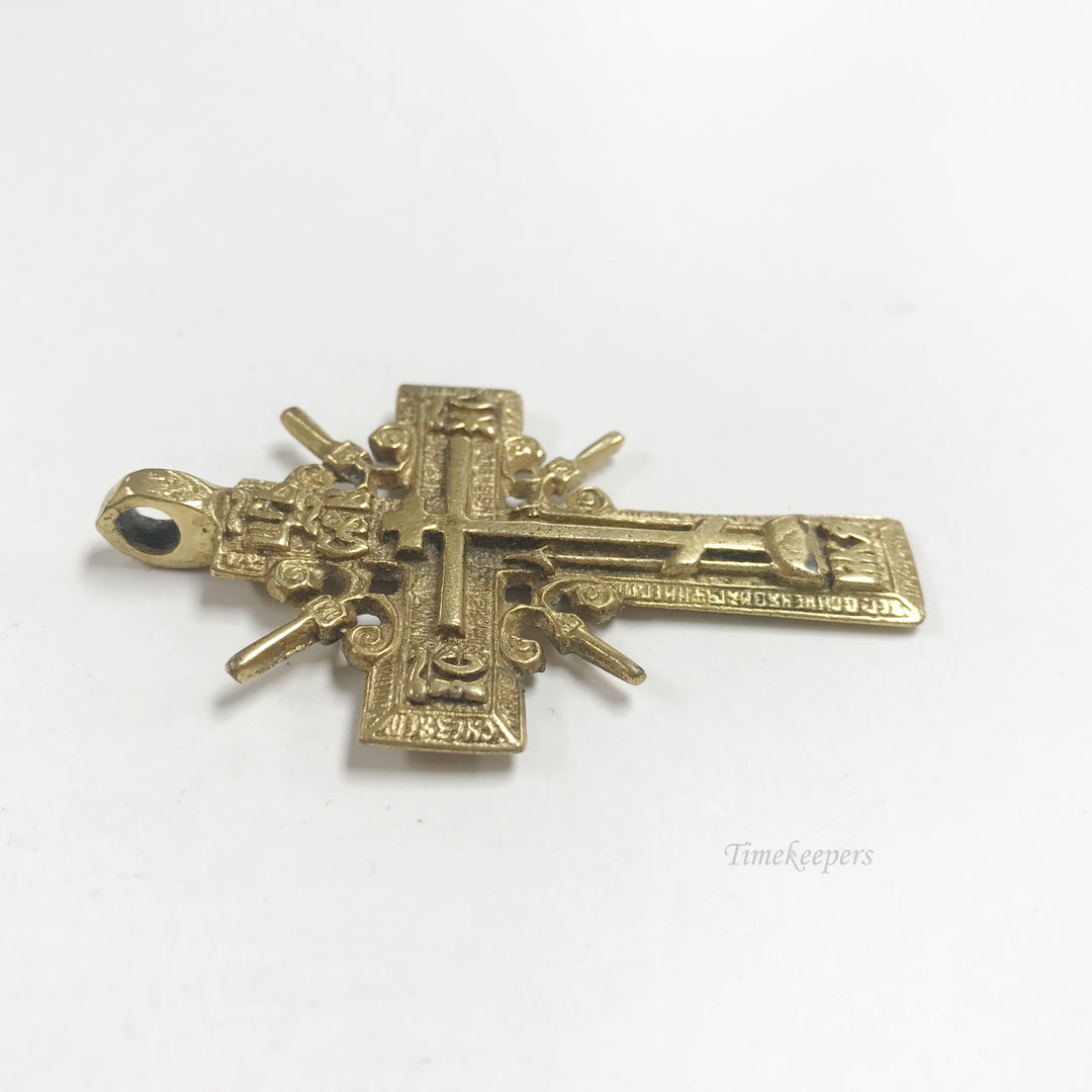 e791 Vintage Unique Gold Filled Orthodox Cross Pendant