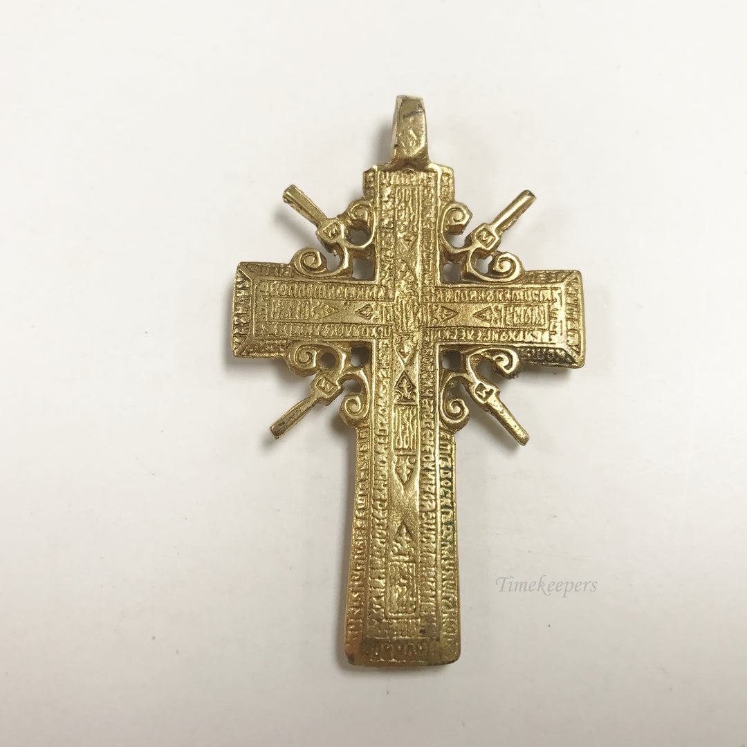 e791 Vintage Unique Gold Filled Orthodox Cross Pendant