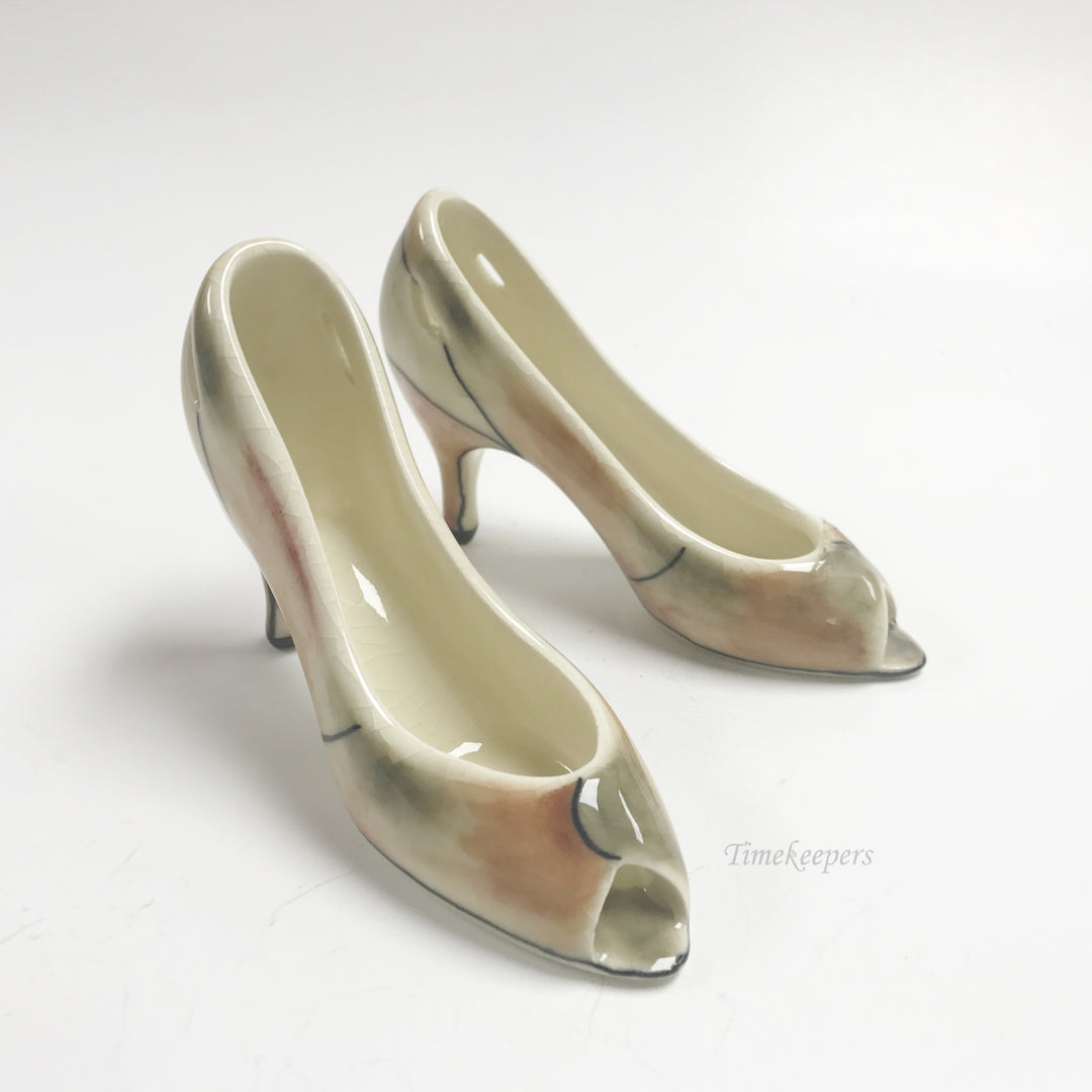 e855 Vintage Decorative Collectible Miniature Stiletto Peep-Toe Shoes set of 2
