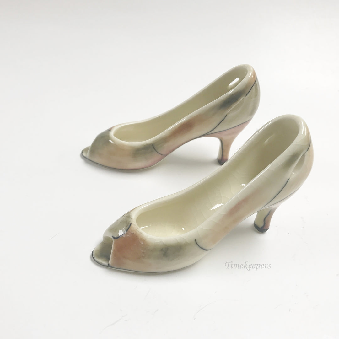 e855 Vintage Decorative Collectible Miniature Stiletto Peep-Toe Shoes set of 2