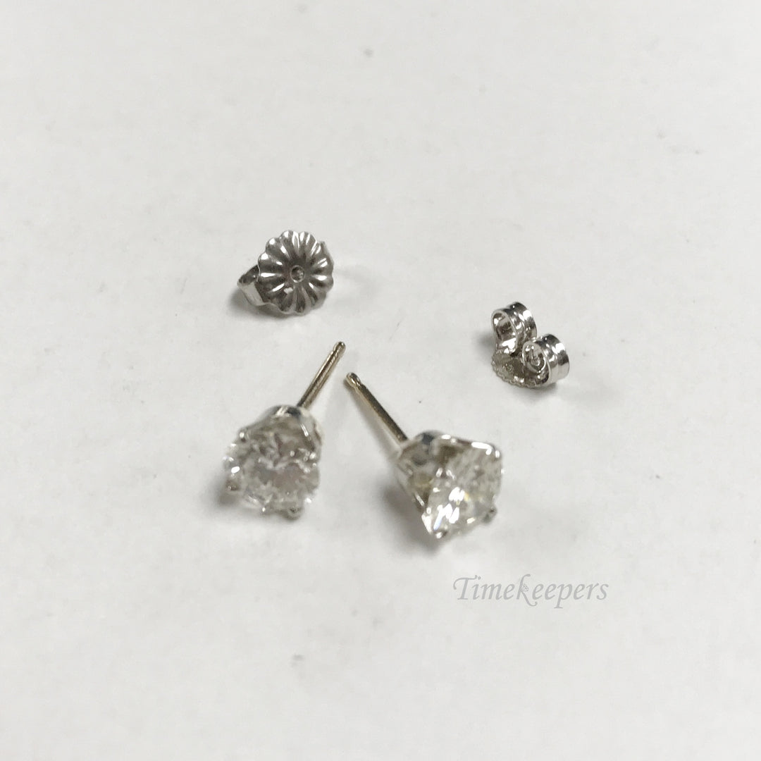 e866 Vintage 14K White Gold 1CT TW White Diamond Classic Stud Earrings