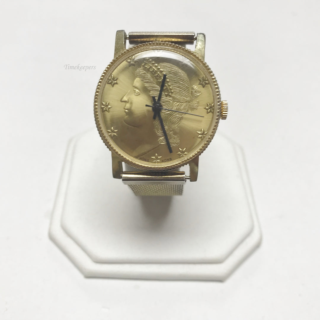 f031 Vintage Liberty Coin Hong Kong Mechanical Men's Wrist Watch