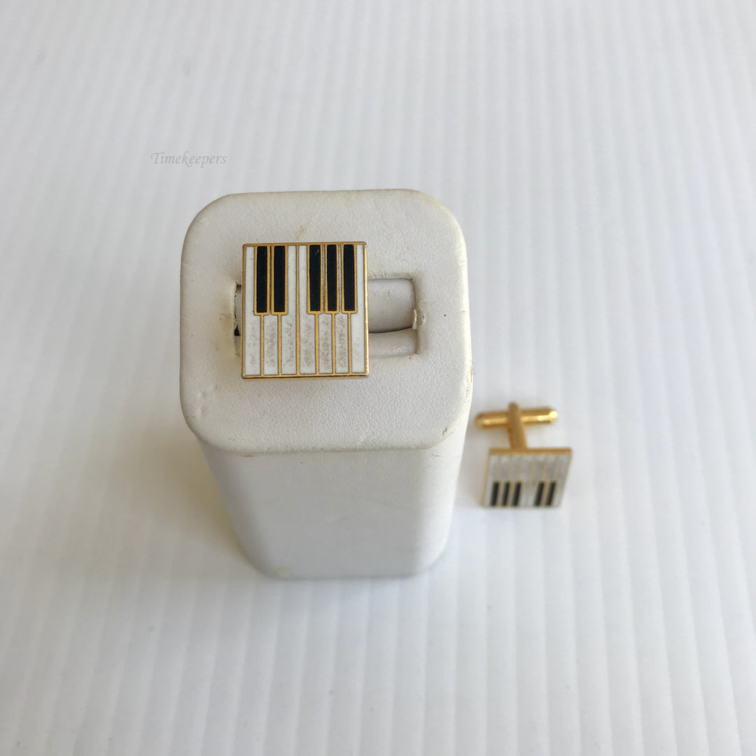 f353 Vintage Gold Tone Square Shape Piano Octave Men's Cuff Links