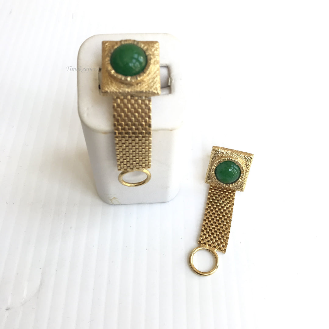 f355 Vintage Gold Tone Square Men's Cuff Links w Link Chain