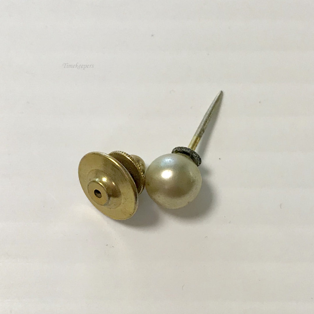 f376 Vintage Gold Tone Pearl Tie Tack