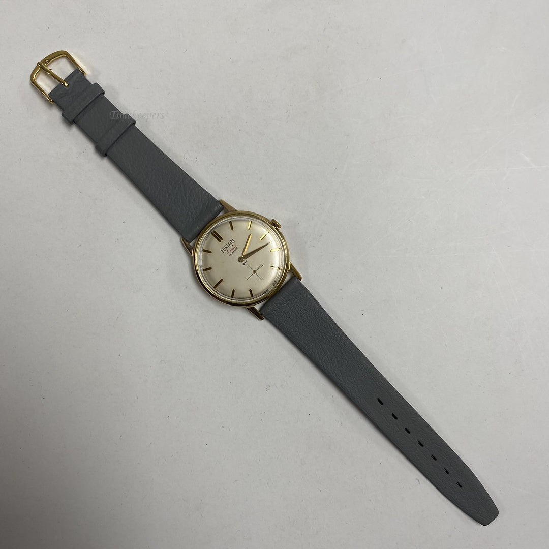 f439 Vintage Hilton Incabloc Swiss Mechanical Men's Wrist Watch Gold Tone 17J