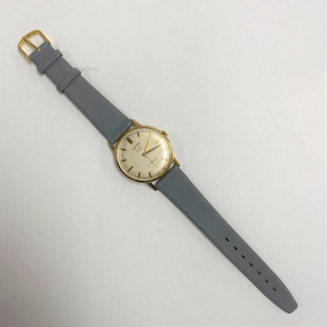 f439 Vintage Hilton Incabloc Swiss Mechanical Men's Wrist Watch Gold Tone 17J