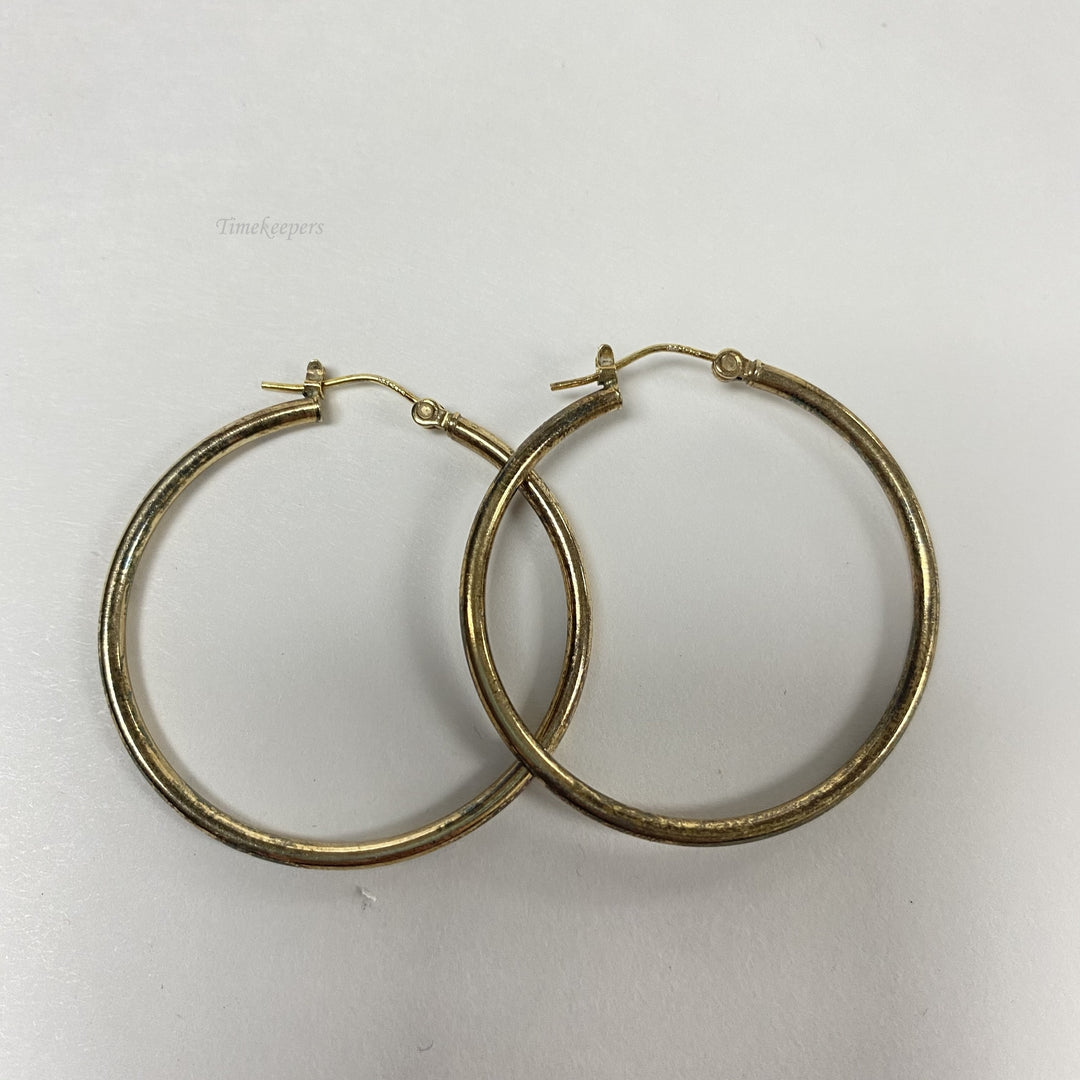 f520 Vintage Sterling Silver Gold Tone Large Hoop Earrings