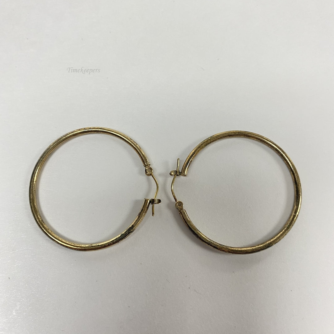 f520 Vintage Sterling Silver Gold Tone Large Hoop Earrings