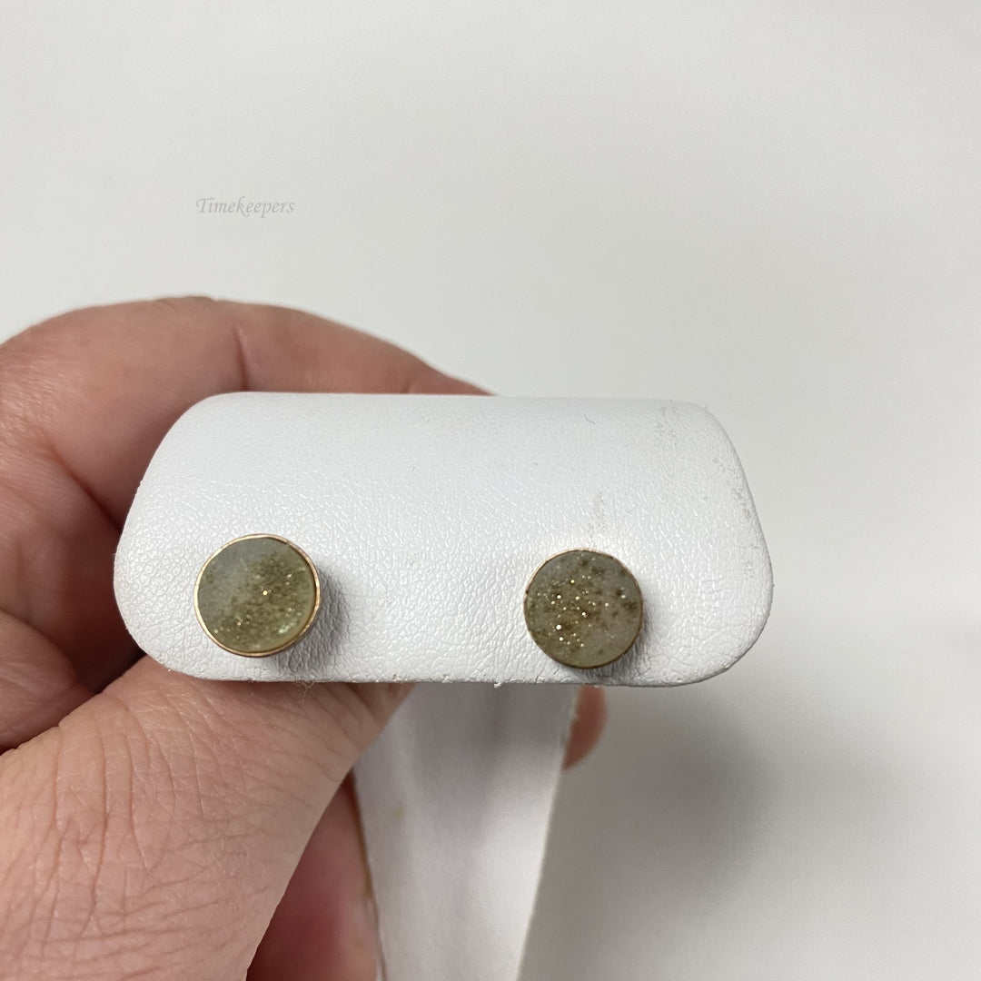 f523 Vintage Sterling Silver Sparkly Genuine Stone Stud Earrings