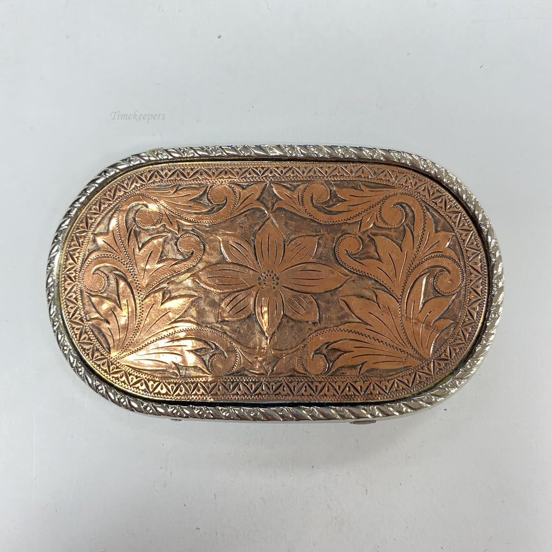 f634 Vintage Silver Gold Tone Limited Edition Men's Carved Floral Belt Buckle