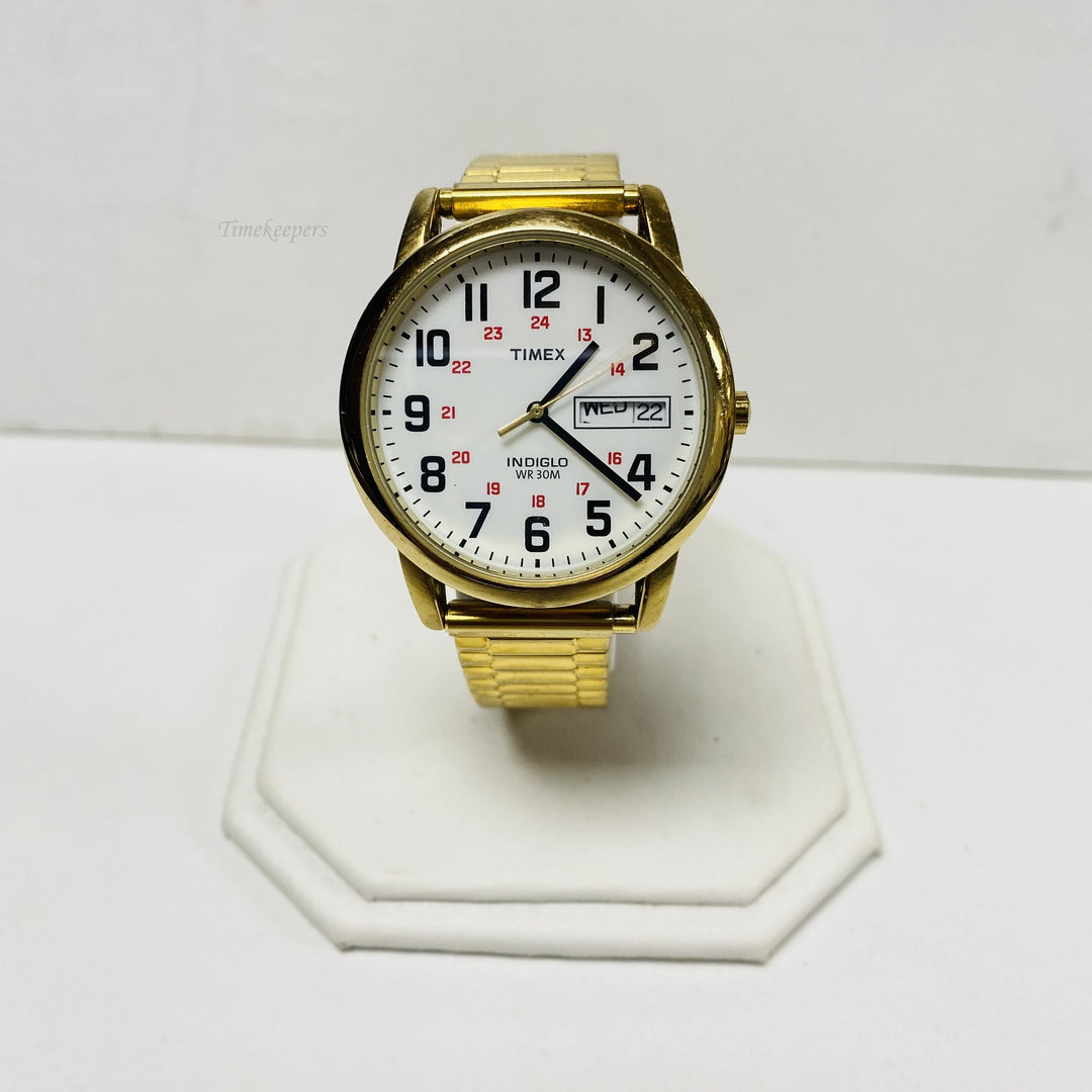 f699 Vintage Timex Indiglo Men's Wrist Watch Stainless Silver Gold Tone WR 30M