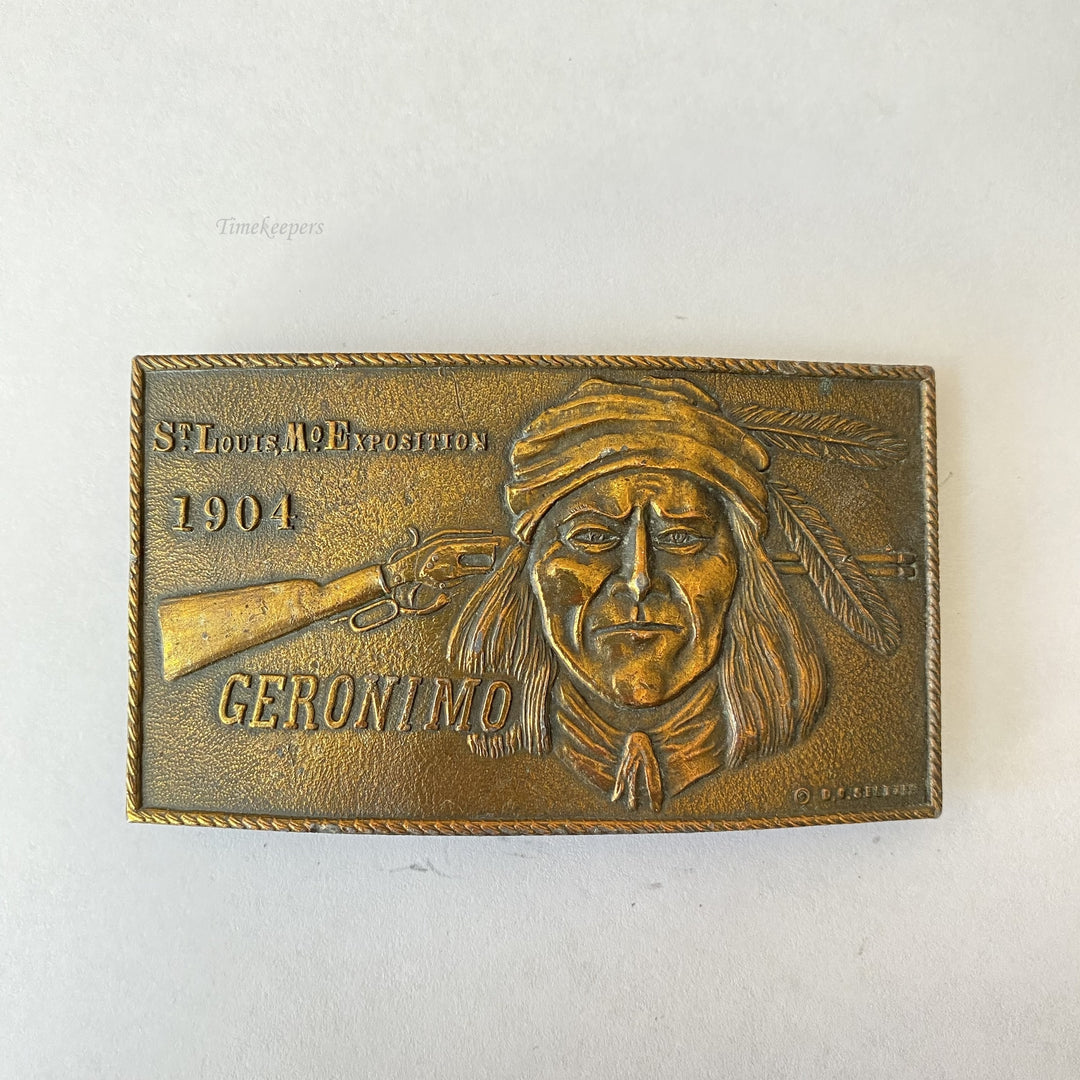 f712 Vintage St. Louis 1904 Exposition Collectible Men's Belt Buckle Geronimo