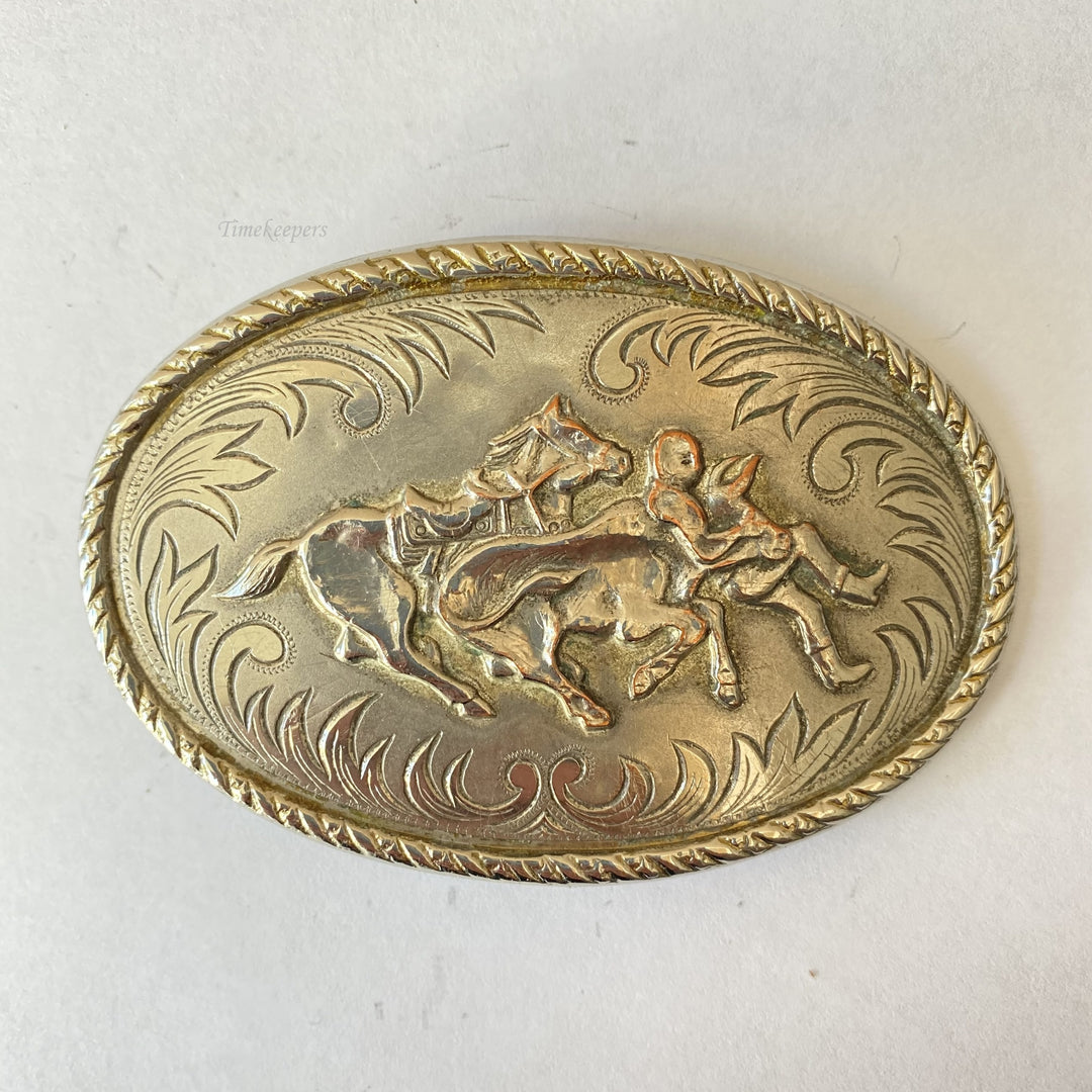 f720 Vintage Cowboy Collectible Men's Belt Buckle Solid Silver Tone