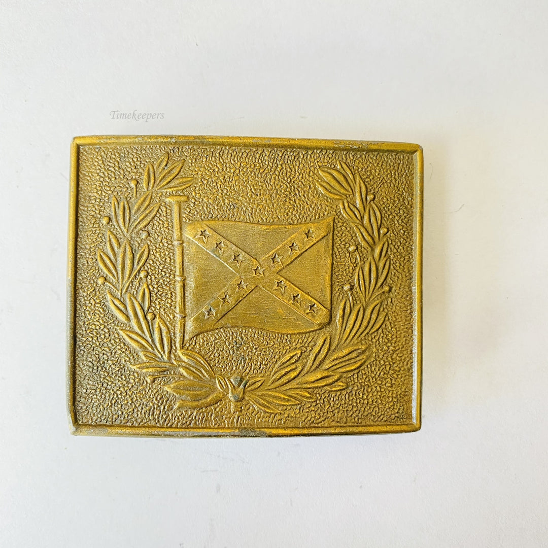 f729 Vintage Flag Image Collectible Men's Belt Buckle Gold Tone