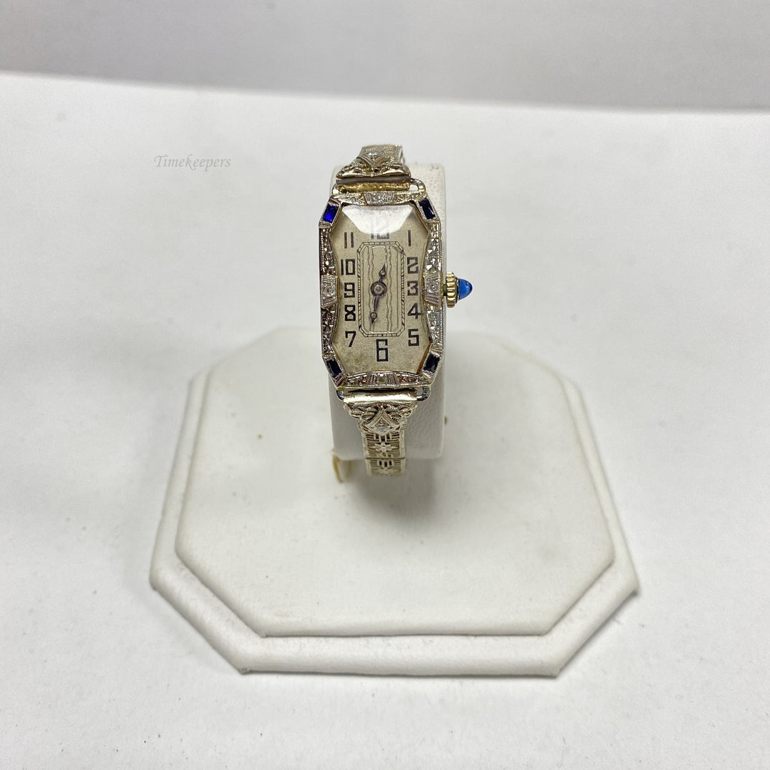 f753 Vintage Marcel Swiss Lady's Filigree Wrist Watch Platinum Sapphire Diamond