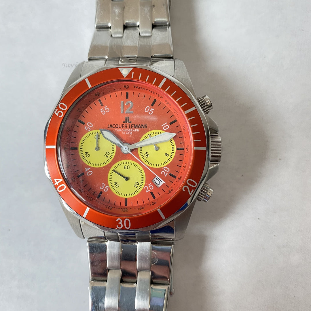 f780 Jacques Lemans Chronograph 10ATM All Stainless Steel Men's Quartz Wristwatch