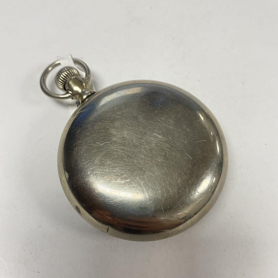 f873 Antique Elgin Silver Tone Mechanical Pocket Watch