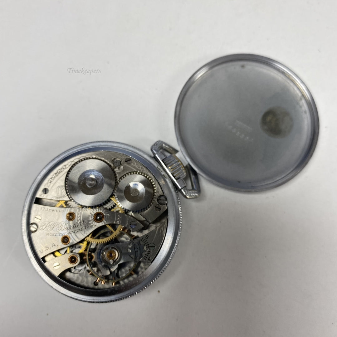 f877 Antique Waltham USA Silver Tone Mechanical Pocket Watch 17J