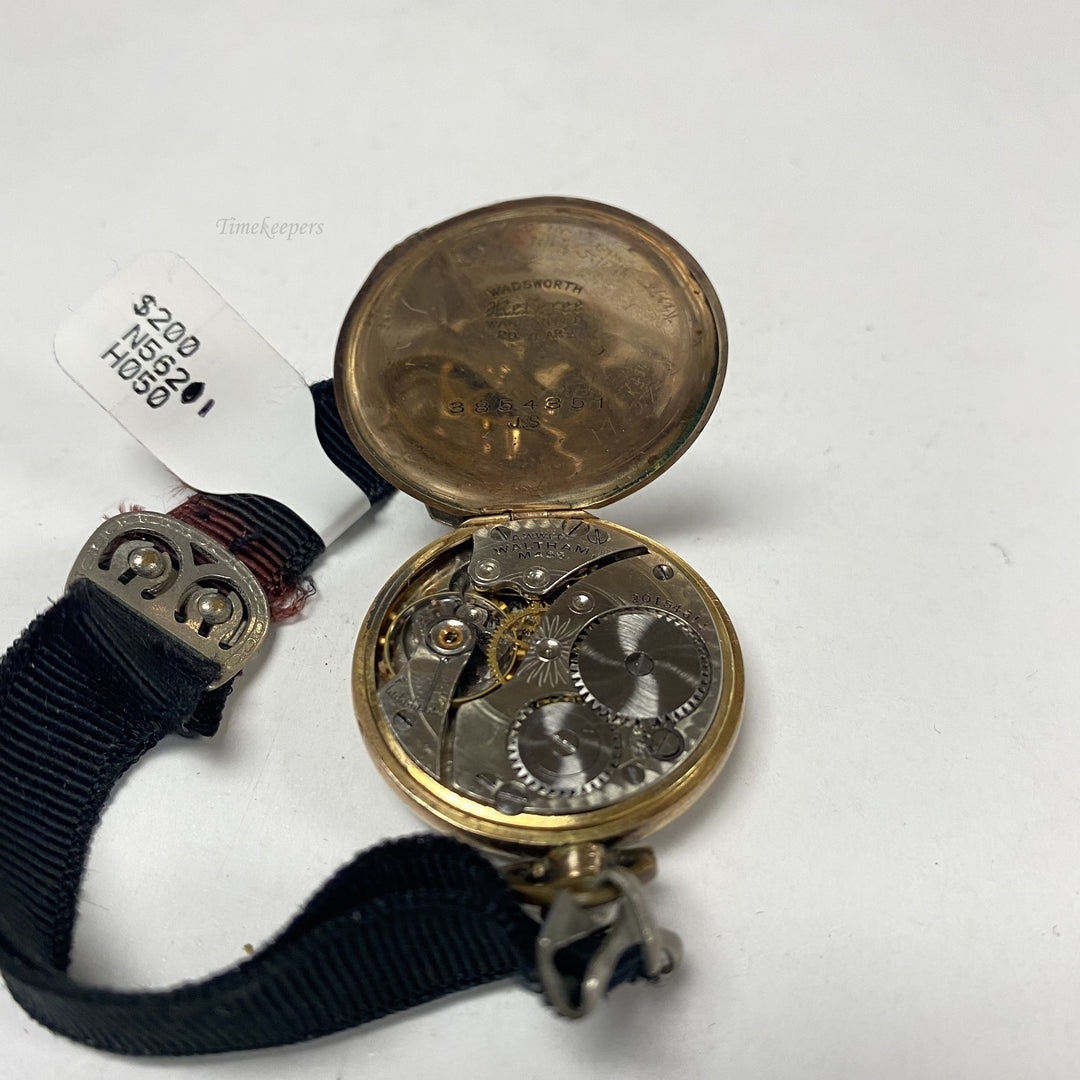 f883 Antique Waltham Gold Tone Mechanical Pocket Wrist Watch