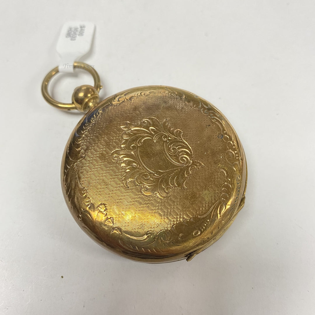 f886 Antique M.J.Tobias Liverpool Gold Tone Mechanical Pocket Watch