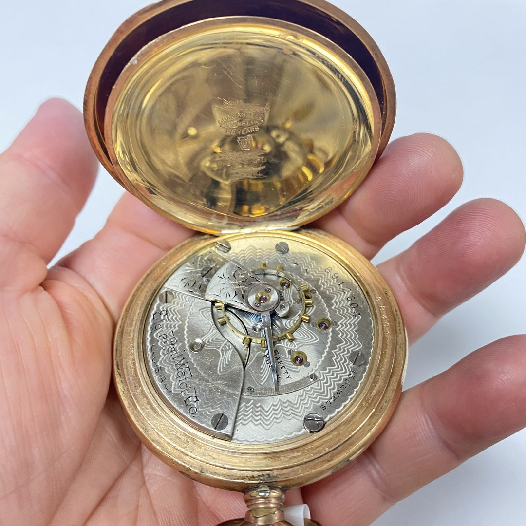 f888 Antique Elgin Frank Anshutz Gold Tone Mechanical Pocket Watch 15J