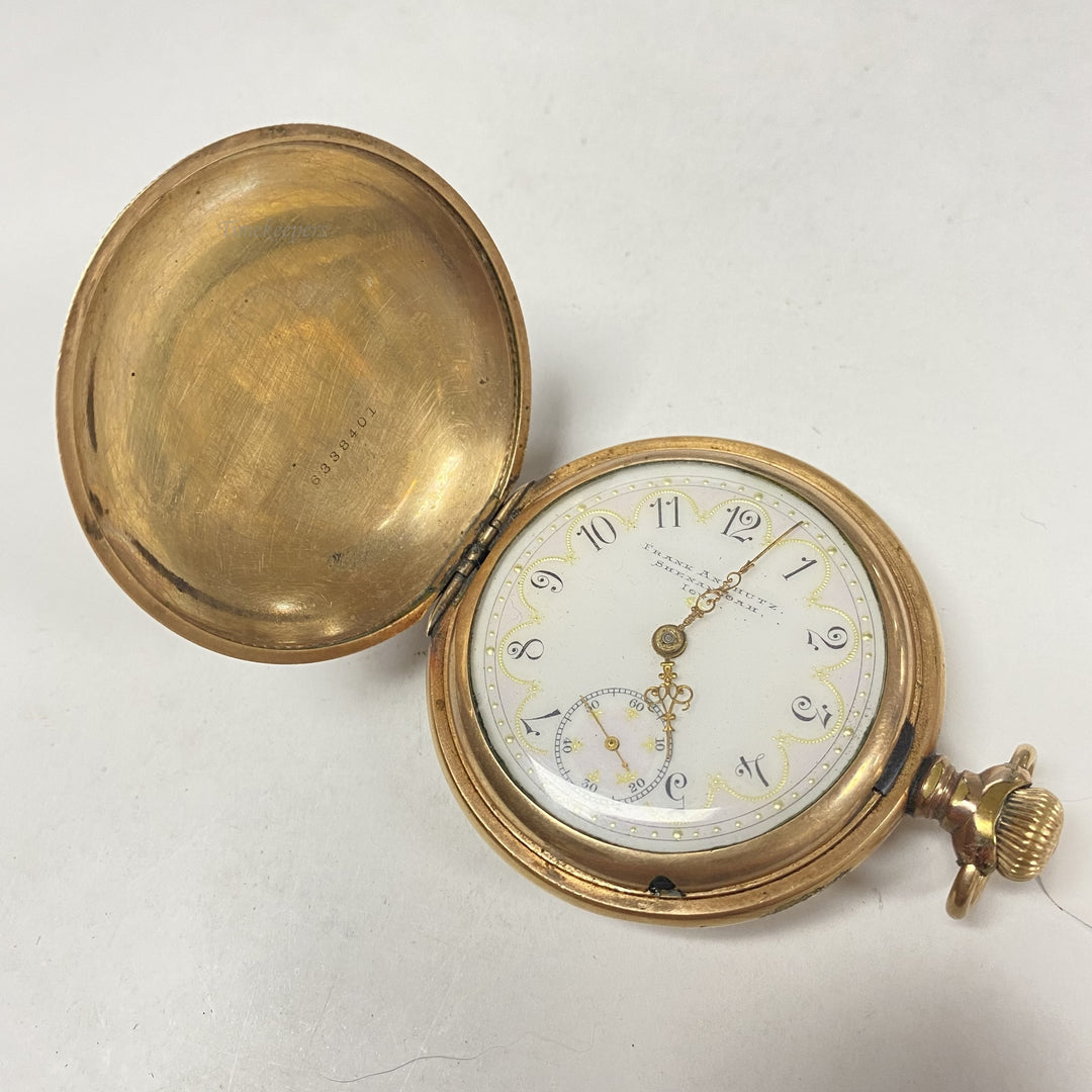 f888 Antique Elgin Frank Anshutz Gold Tone Mechanical Pocket Watch 15J