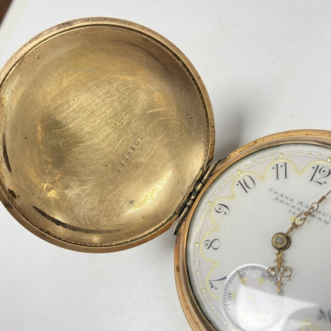 f888 Antique Elgin Frank Anshutz Gold Tone Mechanical Pocket Watch 15J