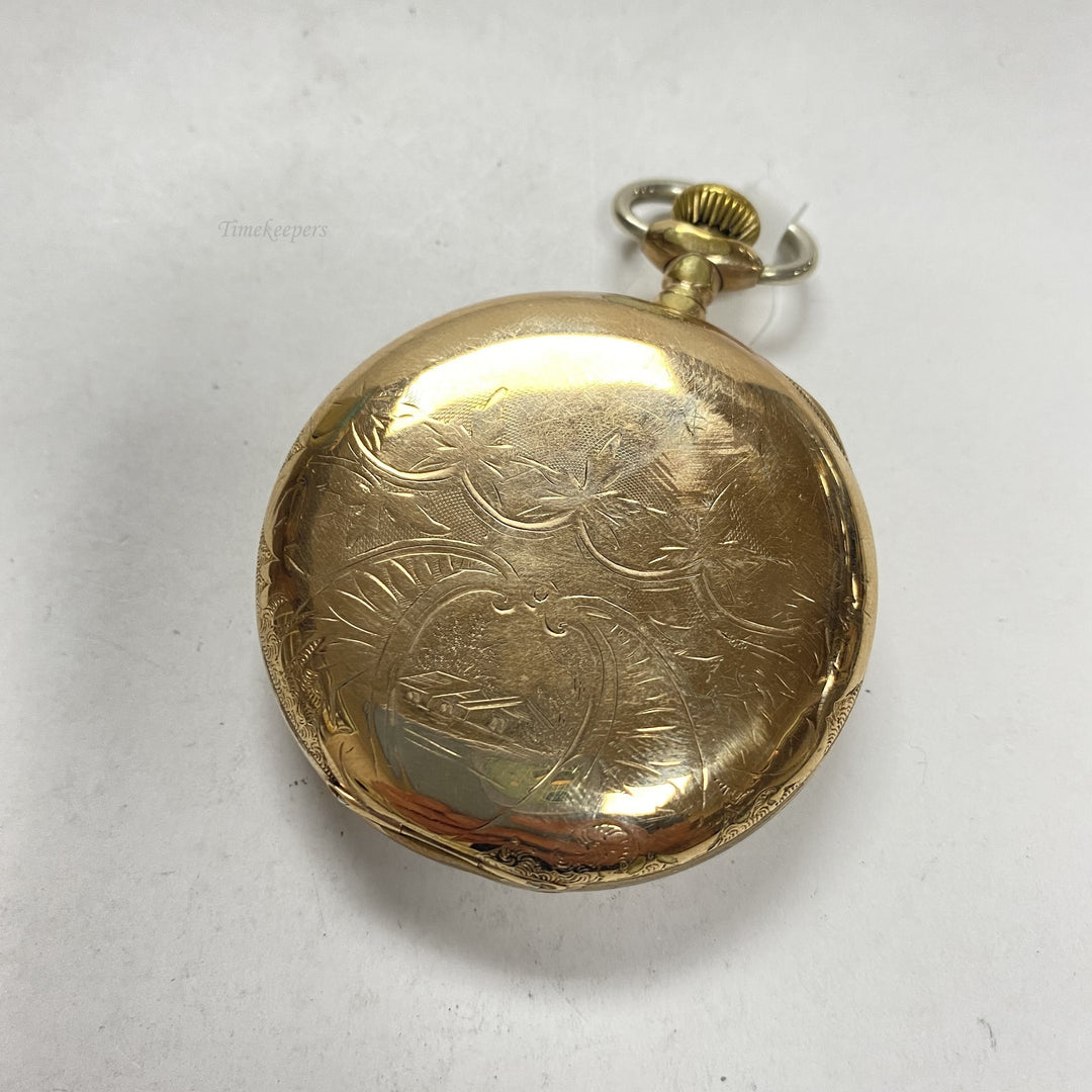 f896 Antique A.W.W.Co Waltham USA Gold Tone Mechanical Pocket Watch