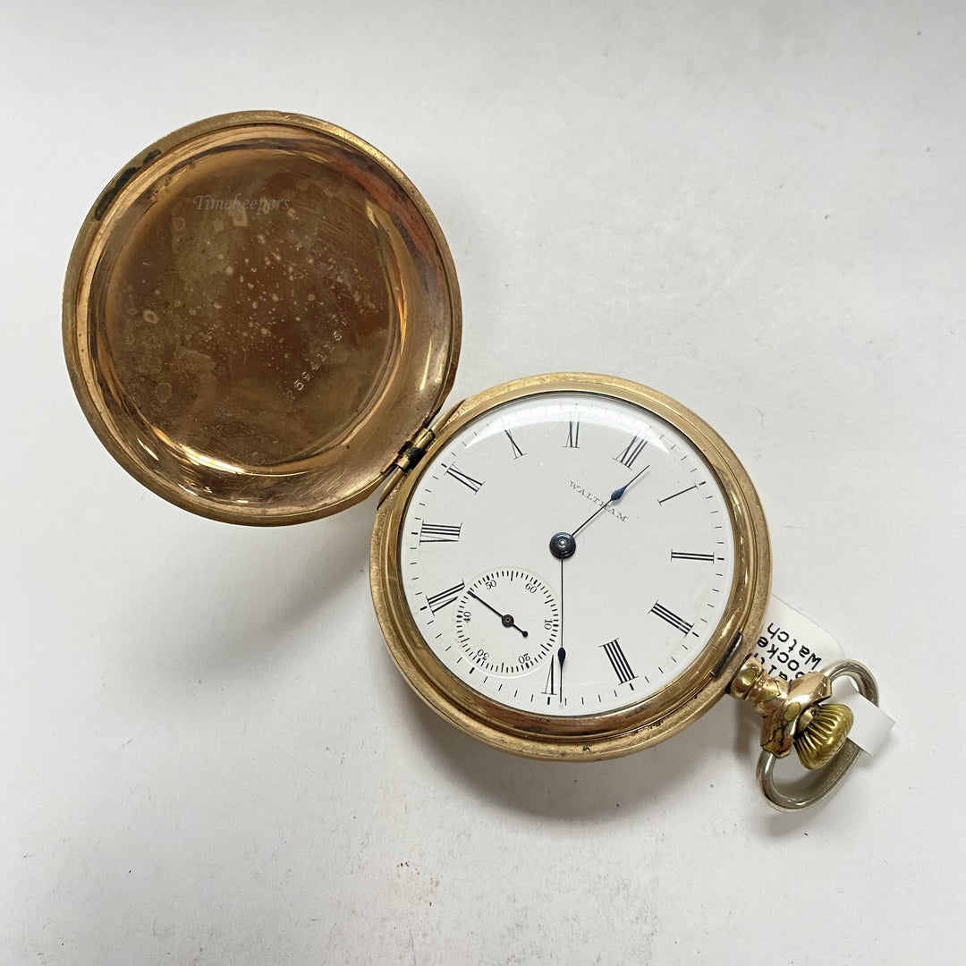 f896 Antique A.W.W.Co Waltham USA Gold Tone Mechanical Pocket Watch