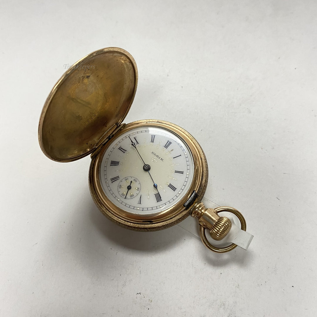 f898 Antique Elgin USA Gold Tone Mechanical Pocket Watch