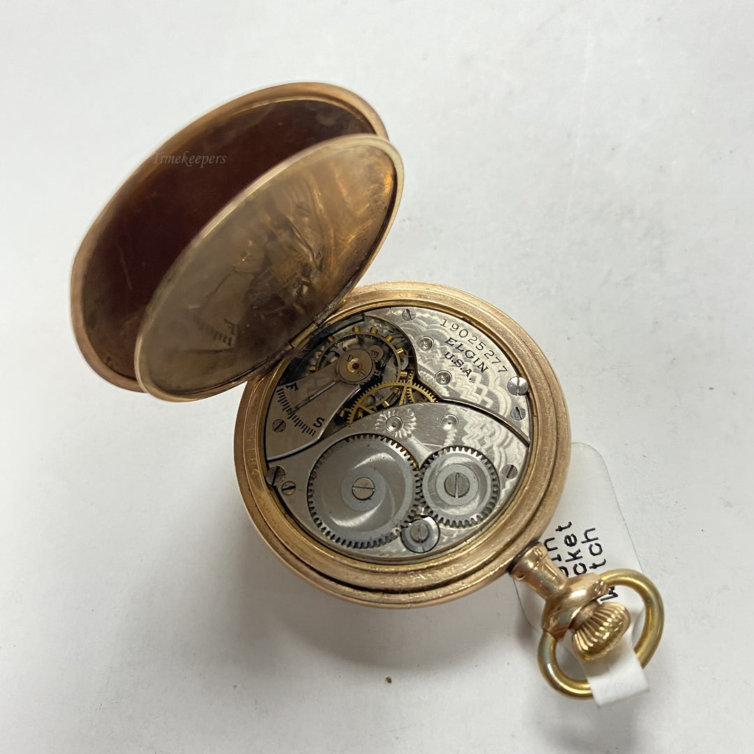 f903 Antique Elgin USA Gold Tone Mechanical Pocket Watch