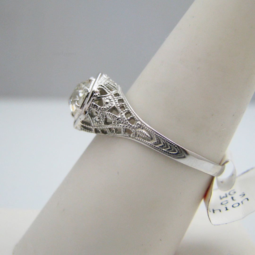 g009 Pretty 14k White Gold Diamond Old Mine Cut Engagement Ring