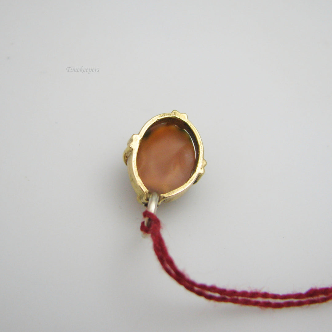 g013 Gold Filled Green &amp; Brown Stone Pendant