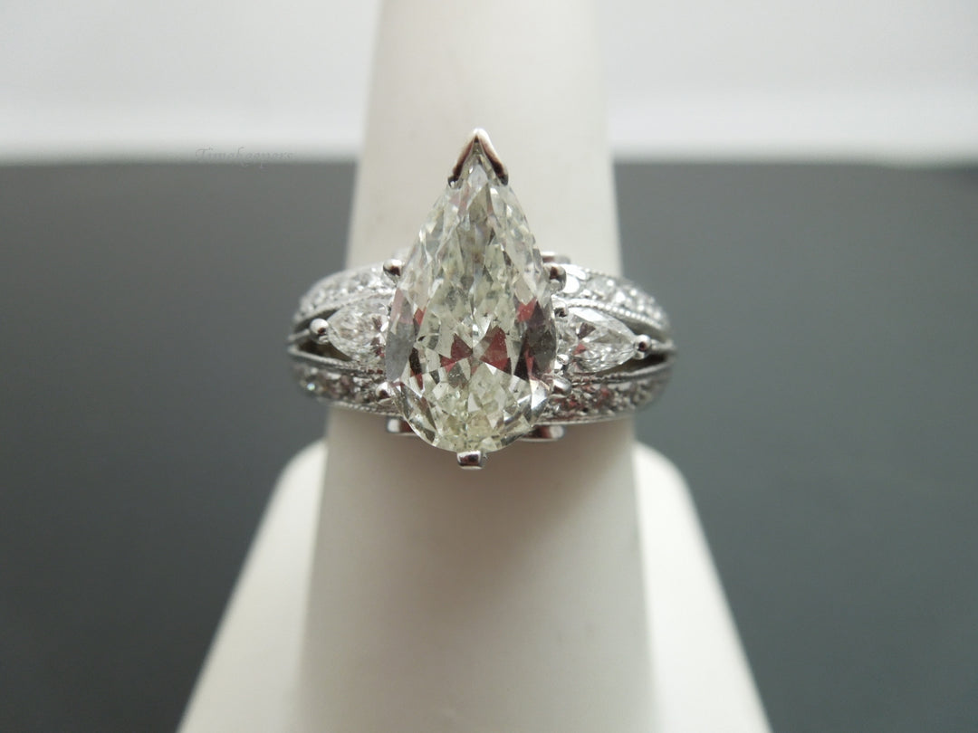 g474 Stunning 14kt White Gold GIA Certified 2.79tcw Diamond Wedding Ring
