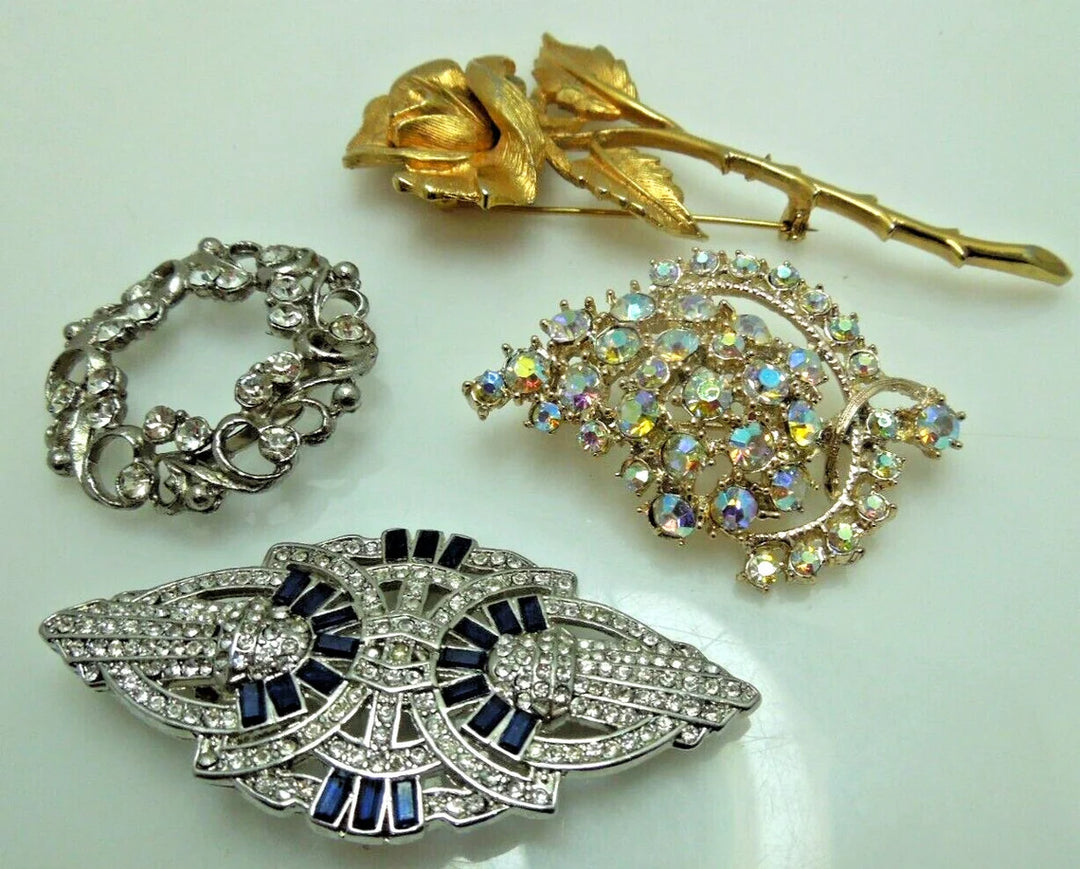 s691 Set of 4 Large Brooches,Sweater Pins,Dress Pin Beautiful pieces