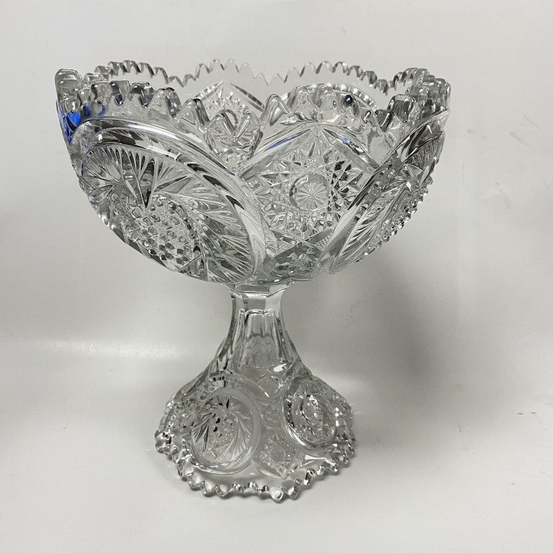 m030 Vintage Crystal Clear Flower Shaped European Salad Candy Serving Dish Bowl