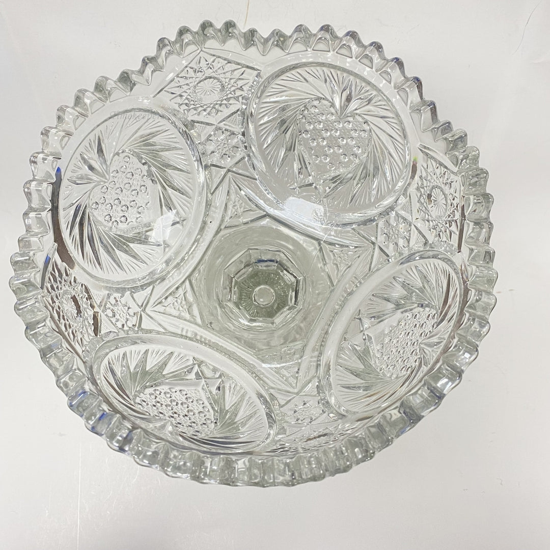 m030 Vintage Crystal Clear Flower Shaped European Salad Candy Serving Dish Bowl