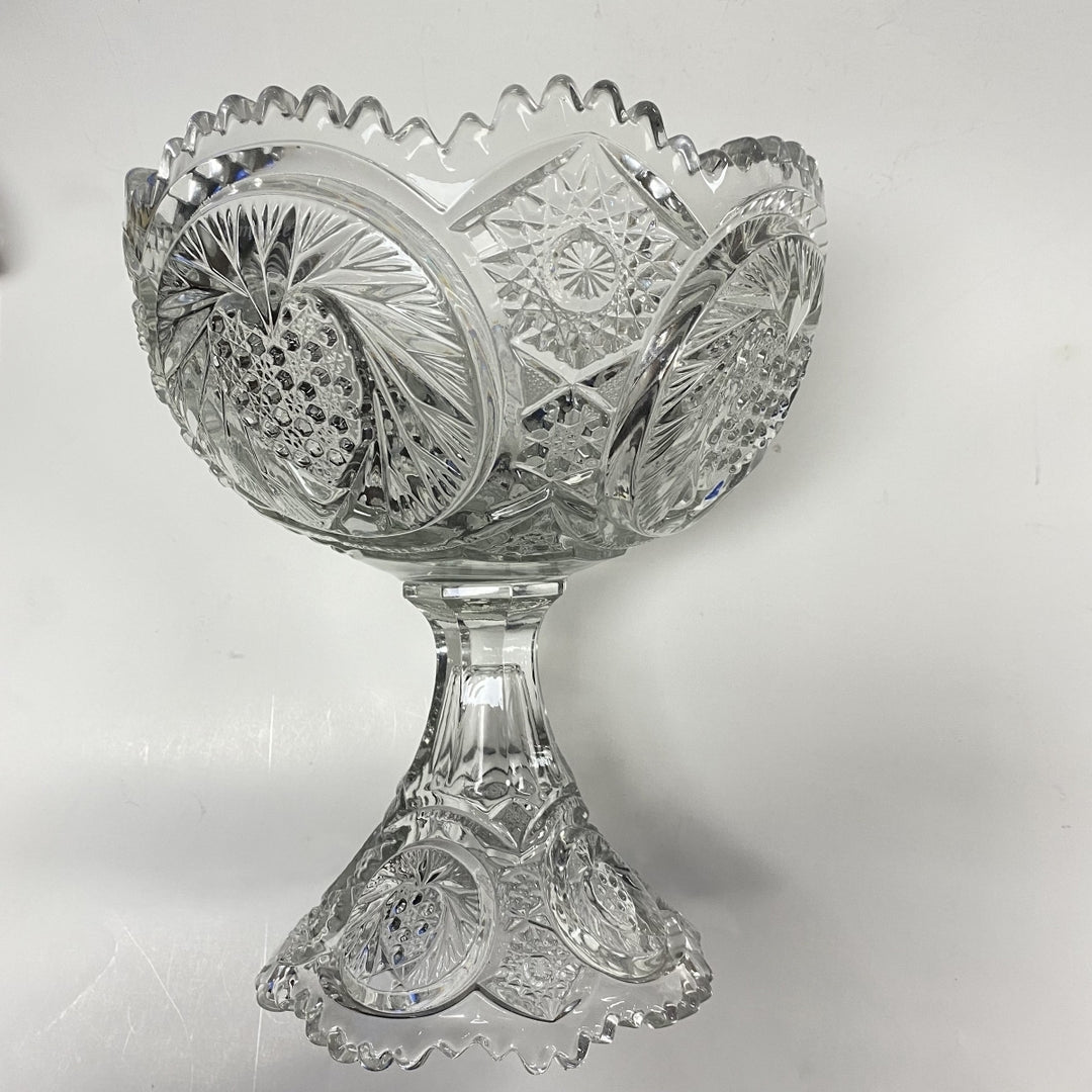 m030 Vintage Crystal Clear Flower Shaped European Salad Candy Serving Dish Bowl