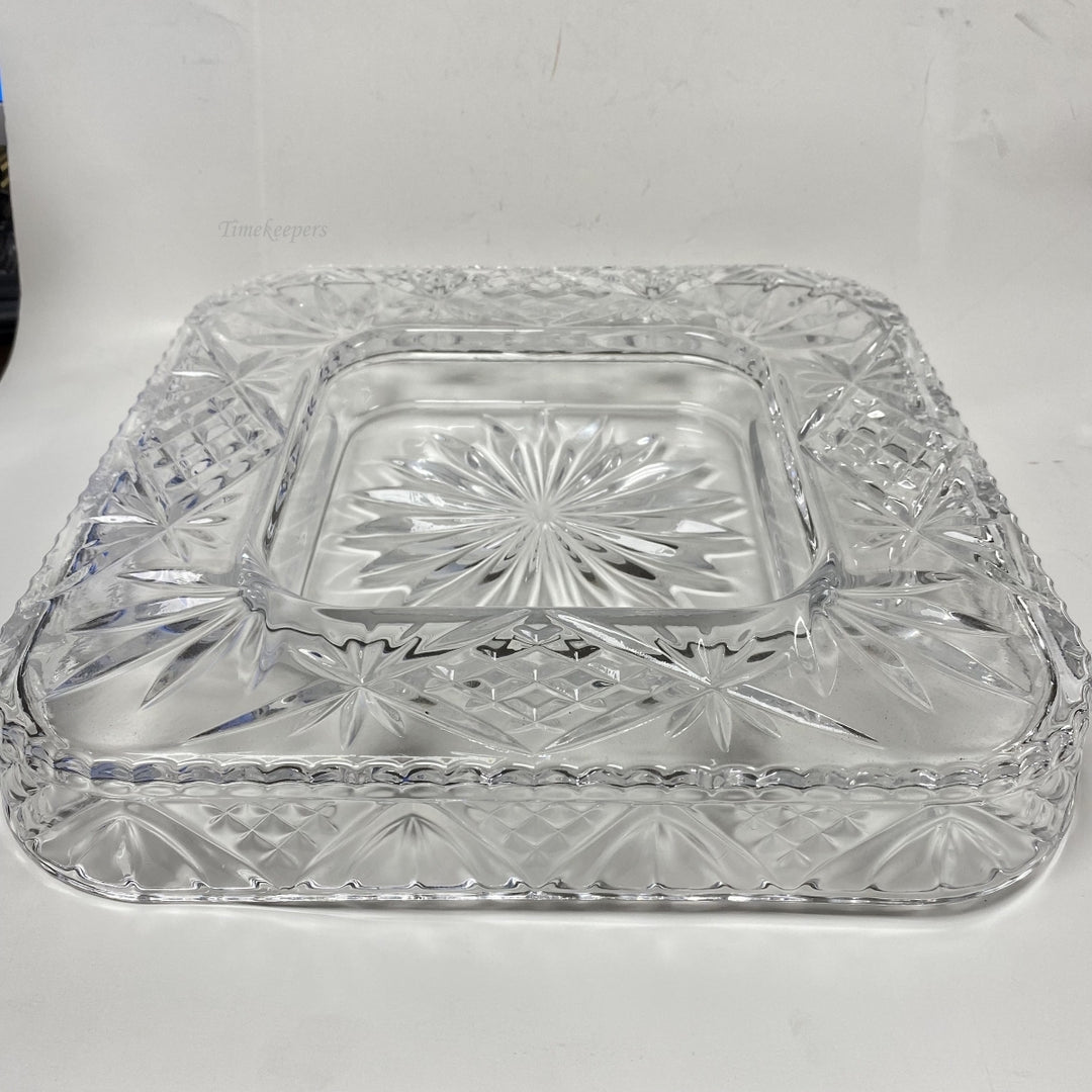 m031 Vintage Crystal Clear Square Shaped European Salad Candy Serving Dish Tray