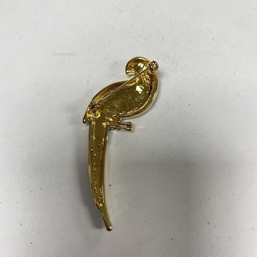 m227 Vintage Gold Silver Tone Parrot Brooch Lapel Pin