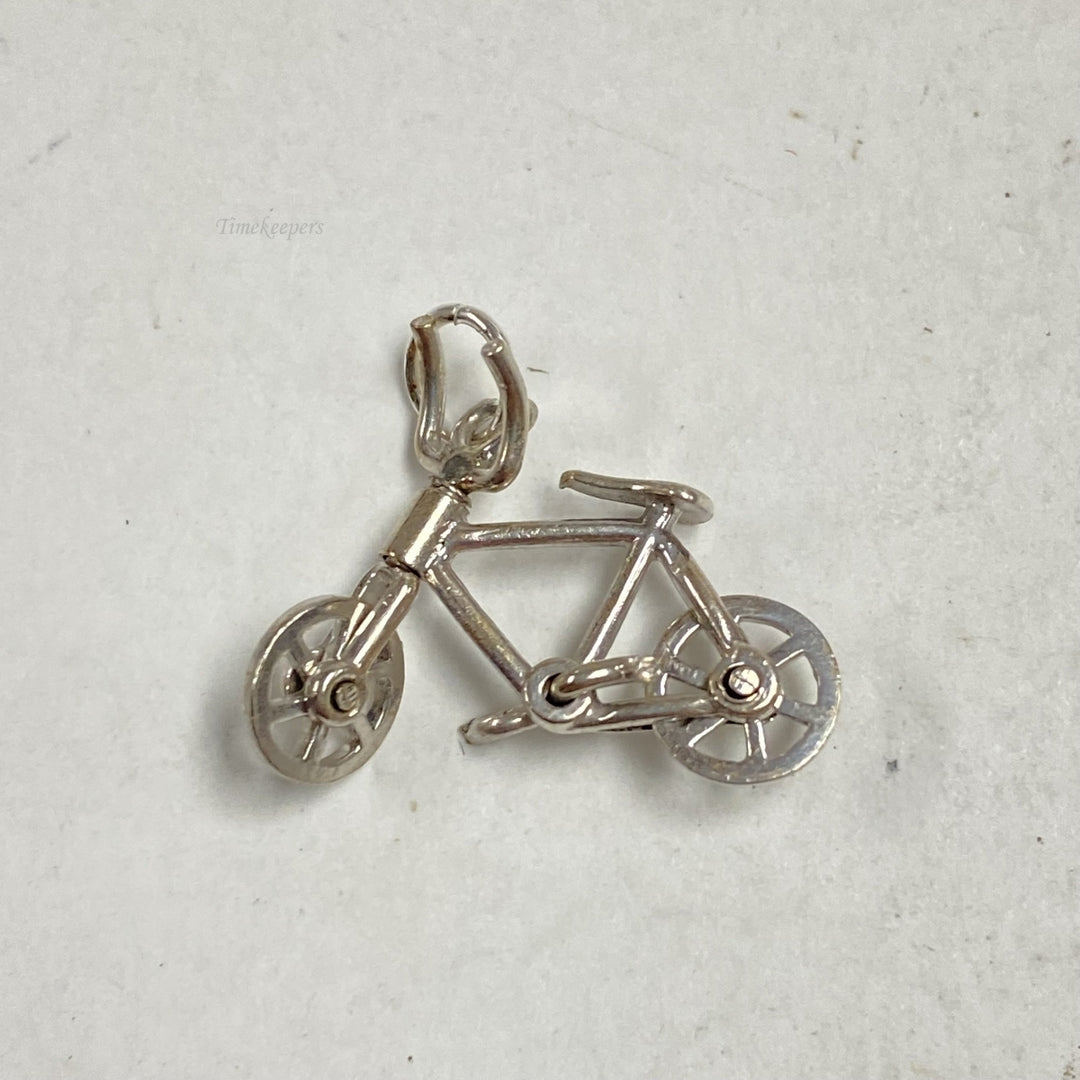 m248 Vintage Sterling Silver Turning Bicycle Charm Pendant