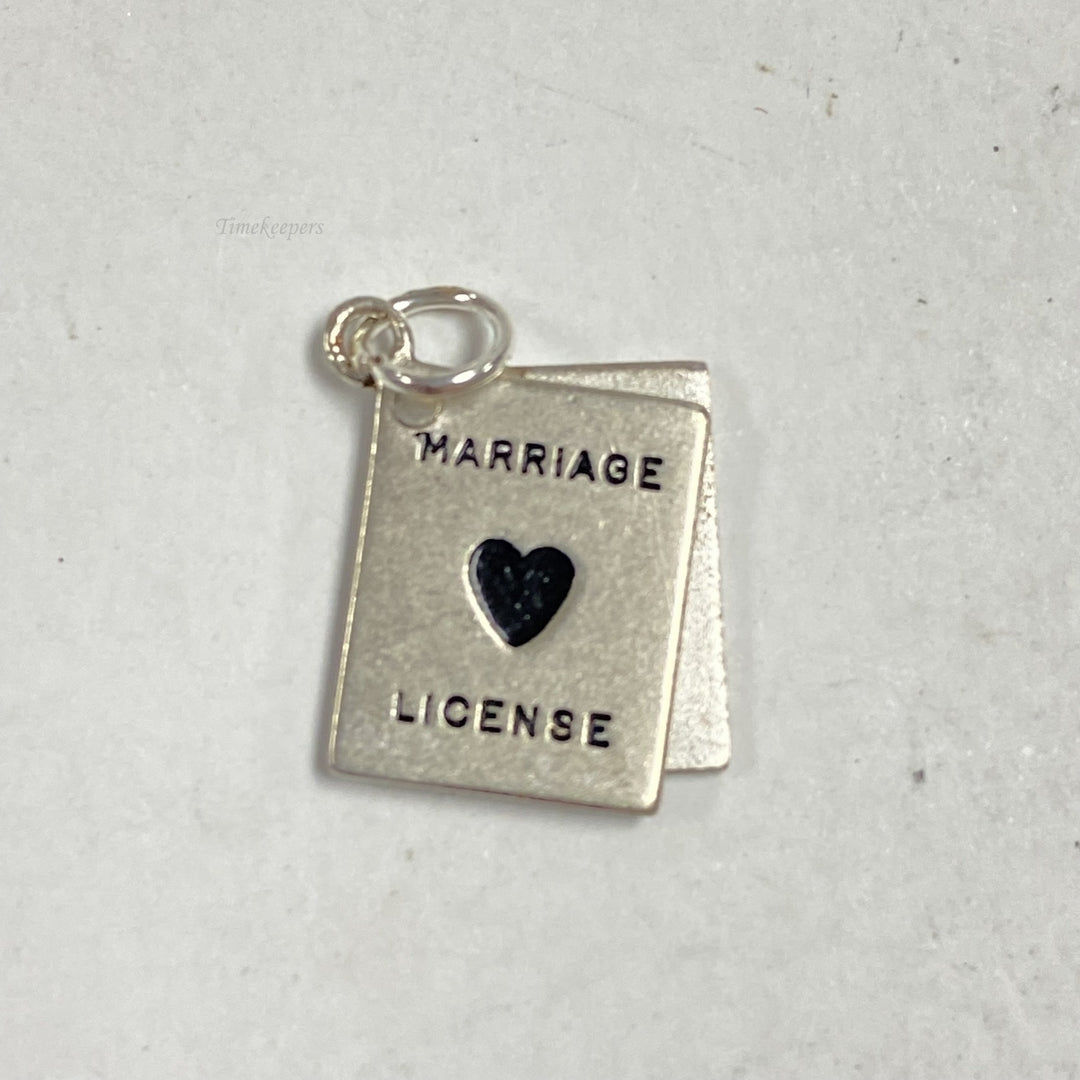 m249 Vintage Sterling Silver State of Bliss Marriage License Charm Pendant